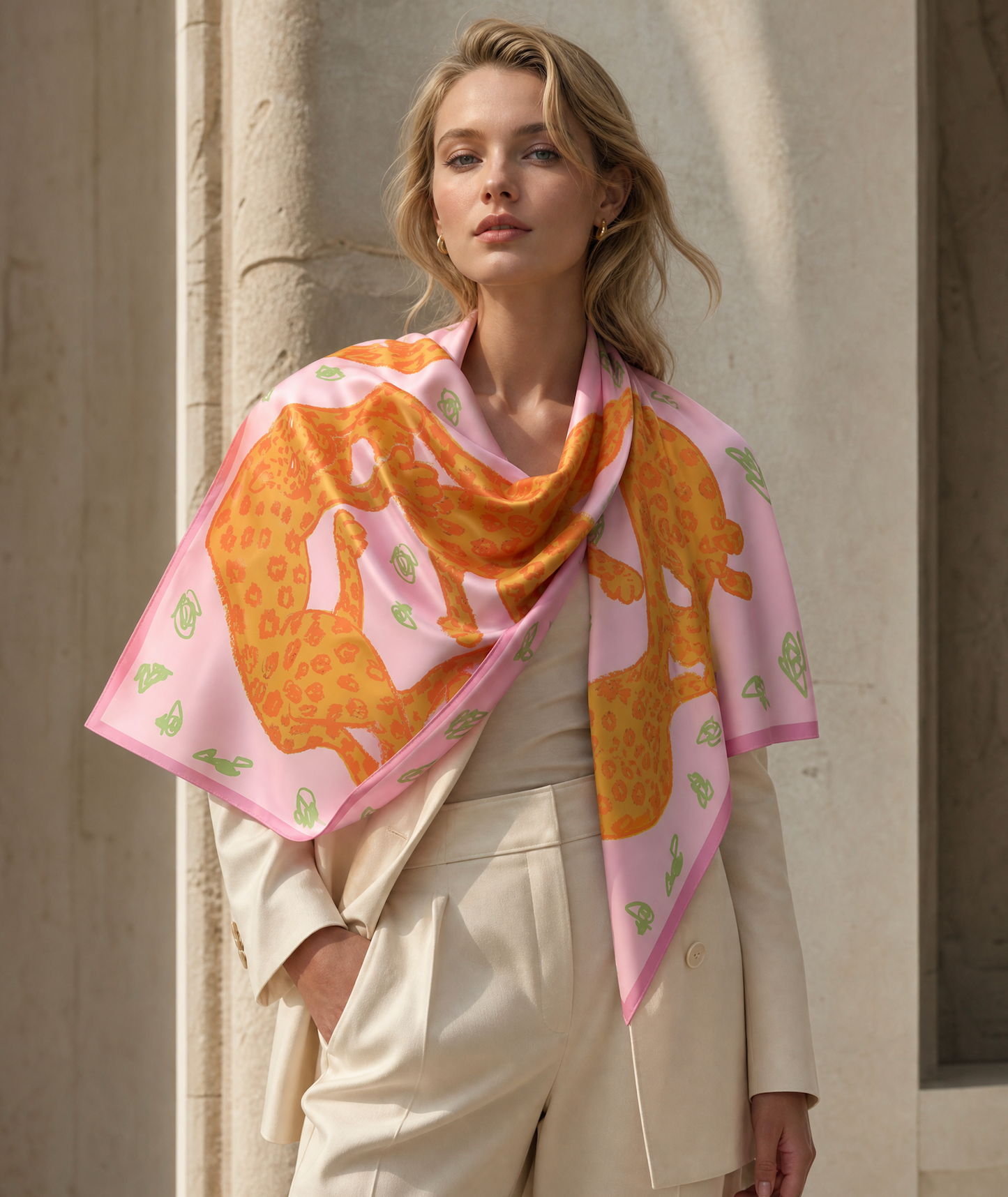 Two jaguars - Silk Scarf