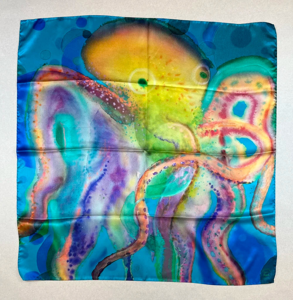 Blue Octopus – Silk Scarf