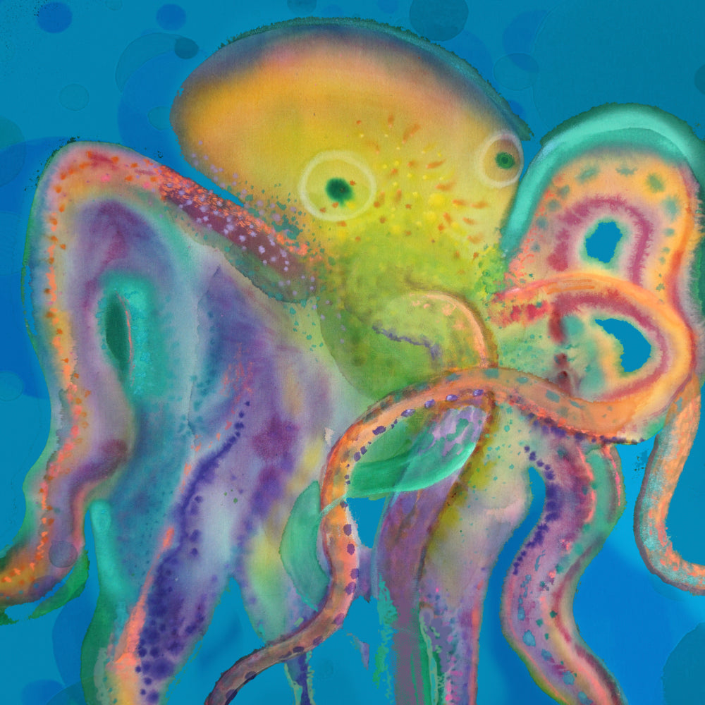 Blue Octopus – Silk Scarf