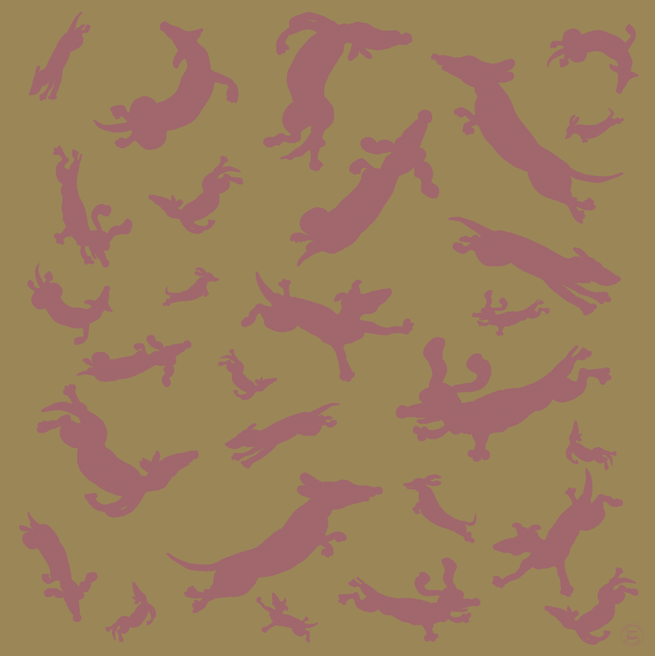 Dogs in Space Silk Scarf - Gold