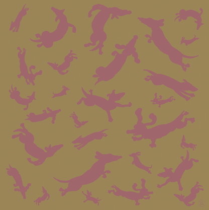 Dogs in Space Silk Scarf - Gold
