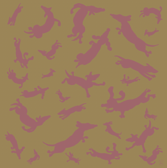 Dogs in Space Silk Scarf - Gold