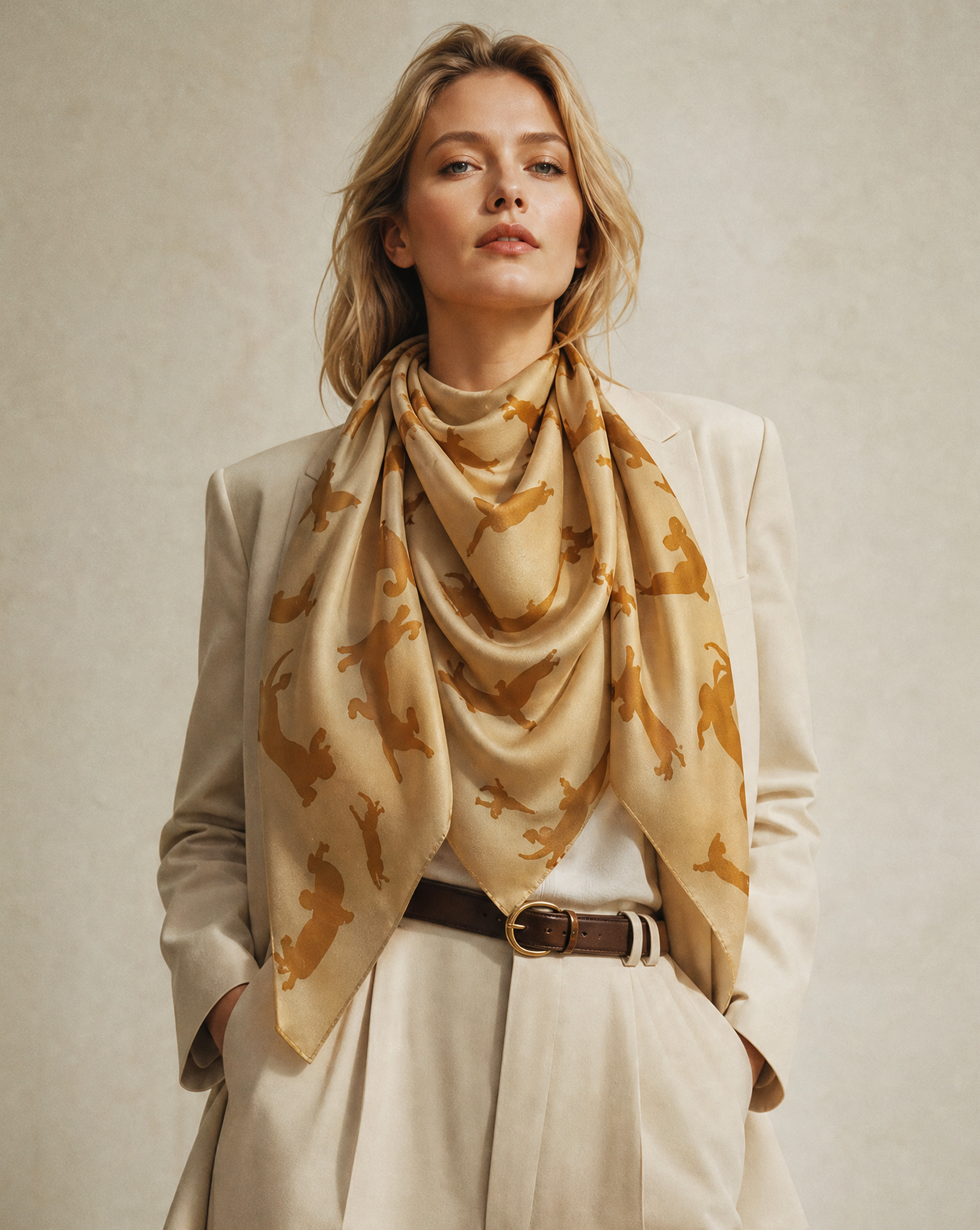 Dogs in Space | orange – Silk Scarf